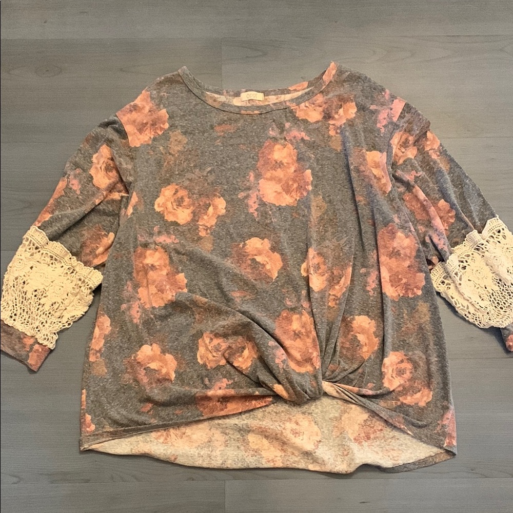 ODDY Pink Asymmetrical 3/4 Sleeve Blouse